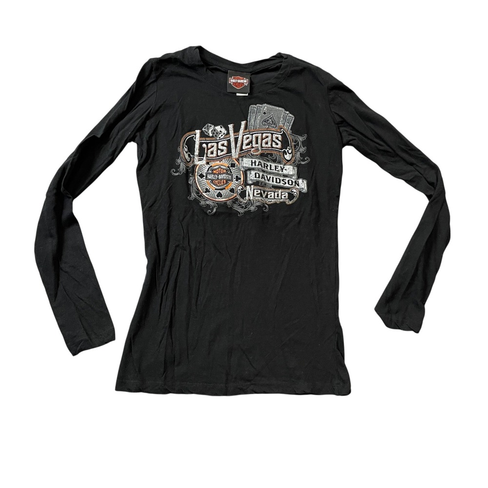 Harley Davidson Medium Las Vegas Women's Long Sleeve Black Round Neck Jersey